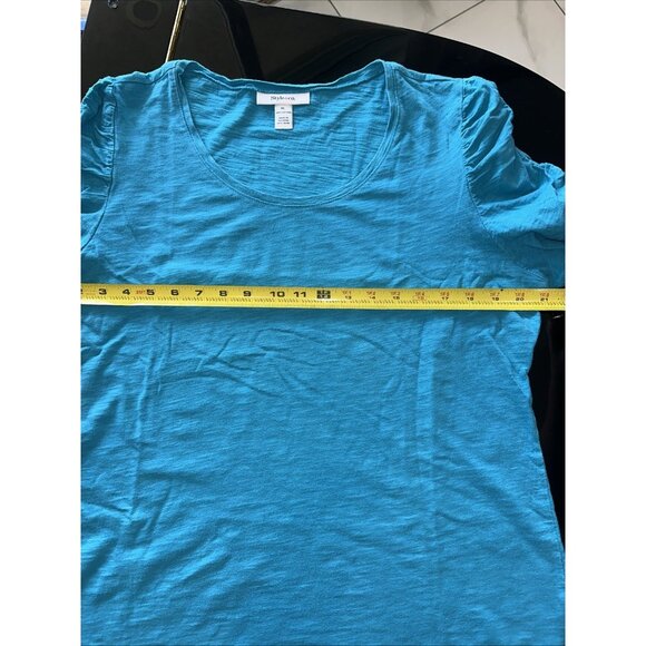 Style & Co. Turquoise Blue Rouched Short Sleeve Round Neck Cotton T-Shirt XL - Picture 6 of 7